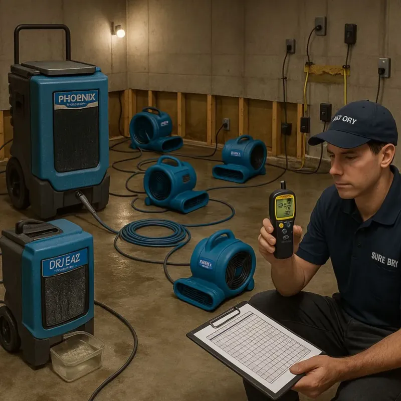 Structural Drying and Dehumidification process in Ector County, TX